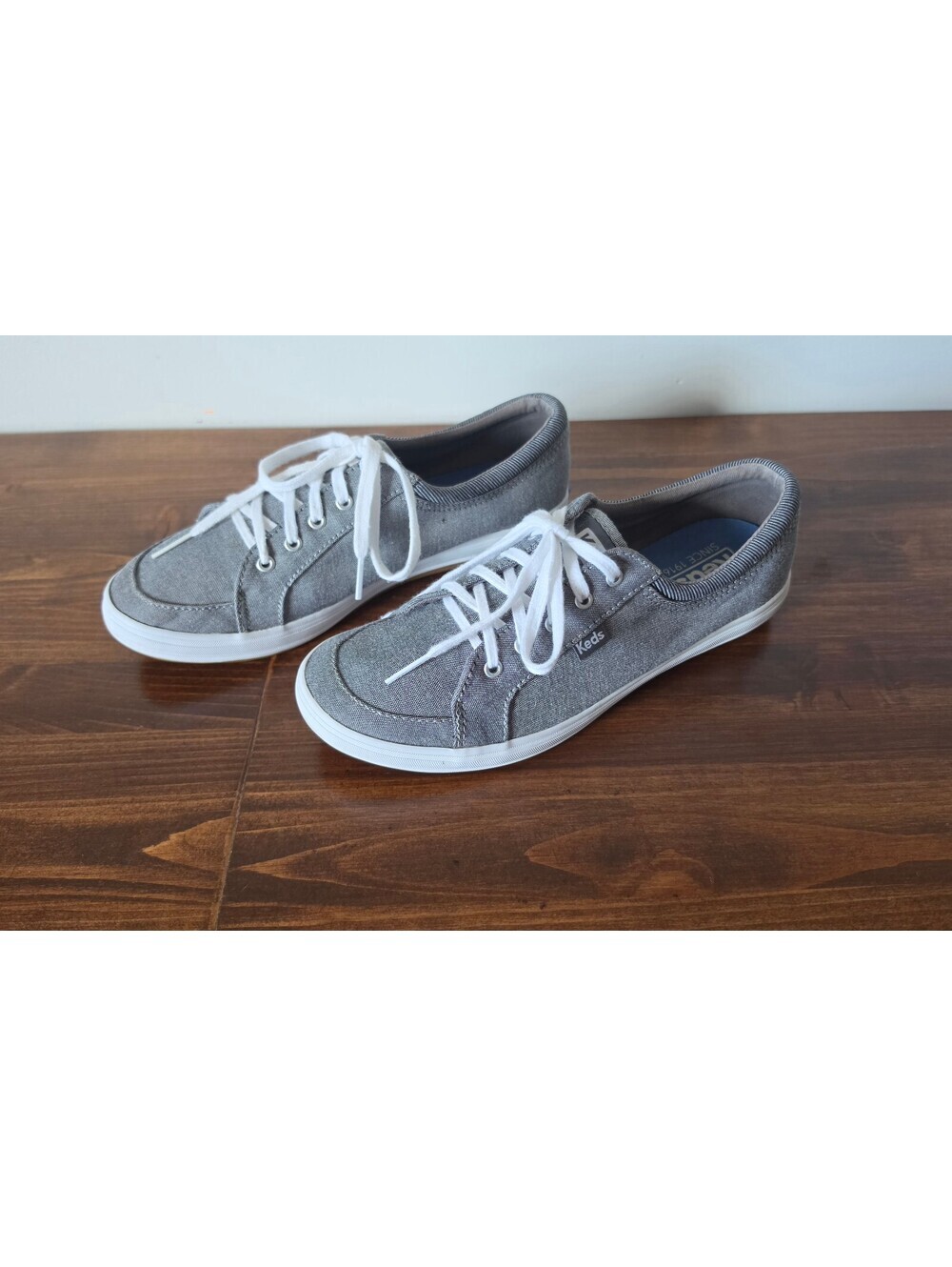 Keds Center III Gray Chambray Lace Up Sneakers Women’s Size 6.5 EUC,445